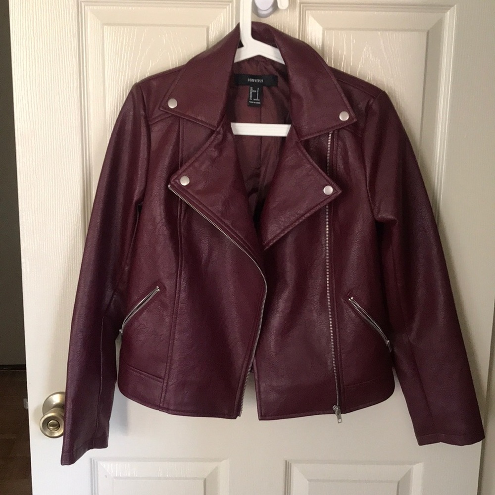 Red Faux Leather Jacket